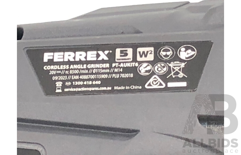 Ferrex 20 Volt Cordless 115mm Angle Grinder
