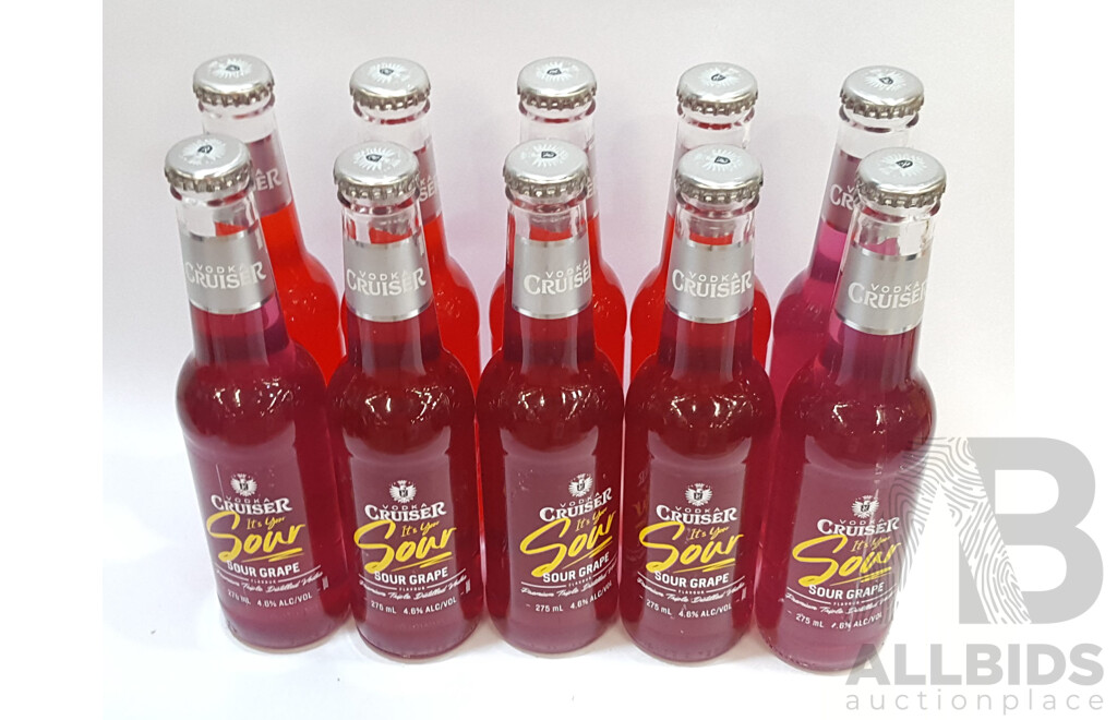 Vodka Cruiser Assorted Flavours Premium Triple Distilled Vodka 275ml Bottles - Lot of Ten