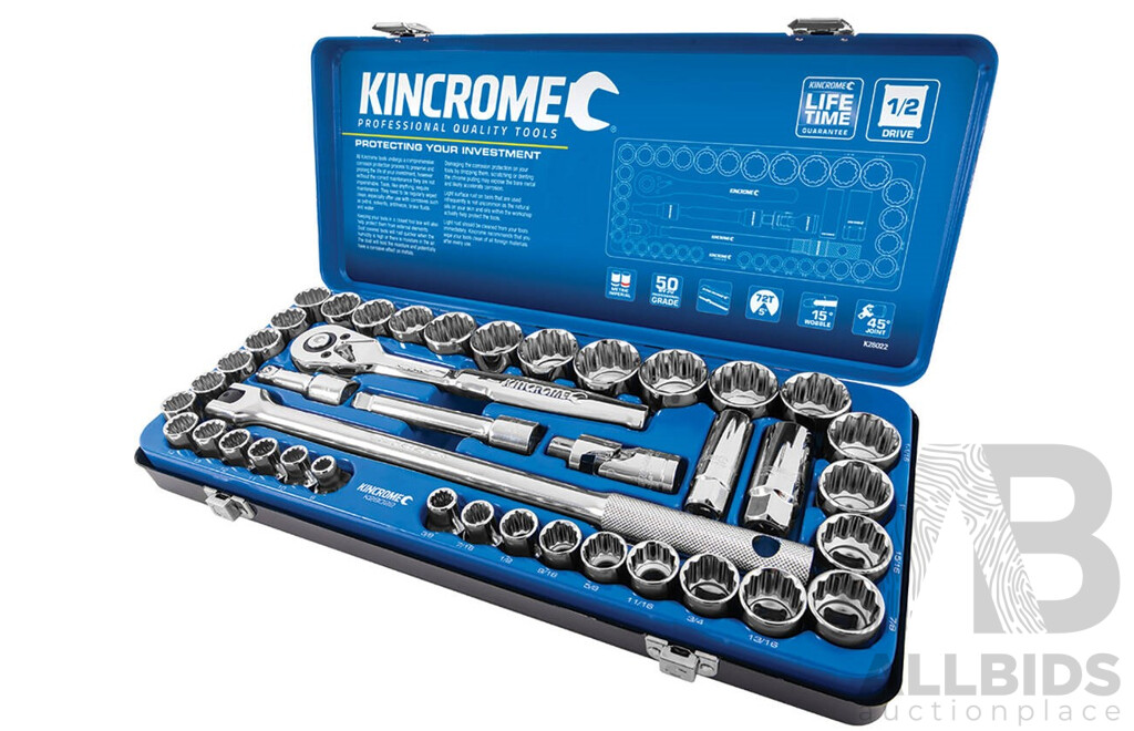 Kincrome 42 Piece ½ Inch Drive Metric/Imperial Socket Set - Brand New - ORP $285.00