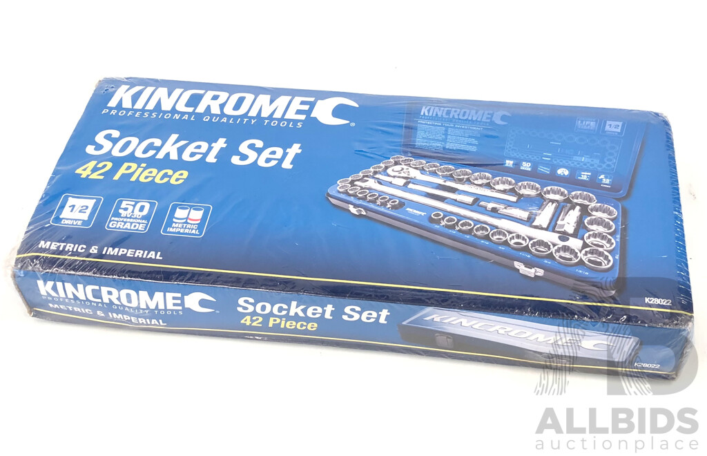 Kincrome 42 Piece ½ Inch Drive Metric/Imperial Socket Set - Brand New - ORP $285.00