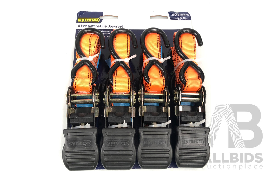 Workzone Gravity Feed Spray Gun and Syneco Four Piece Ratchet Tie Down Set - Brand New