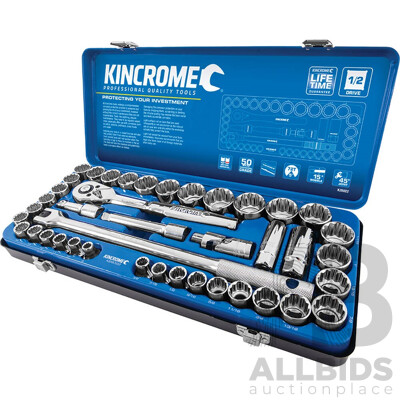 Kincrome 42 Piece ½ Inch Drive Metric/Imperial Socket Set - Brand New - ORP $285.00