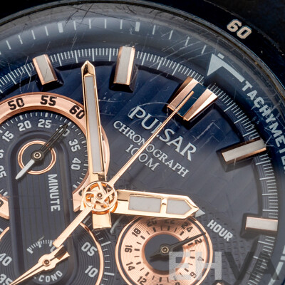 Pulsar PU2080X Quartz Multi-Function Chronograph Stainless Steel Blue/Rose Gold Men's Watch