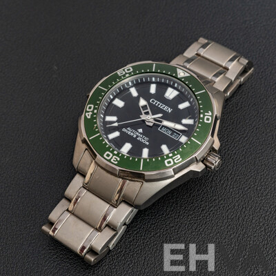Citizen NY0071-81E Promaster Diver Automatic 43.5mm Green W Black Dial Watch - Titanium Bracelet