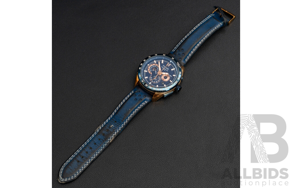Pulsar PU2080X Quartz Multi-Function Chronograph Stainless Steel Blue/Rose Gold Men's Watch