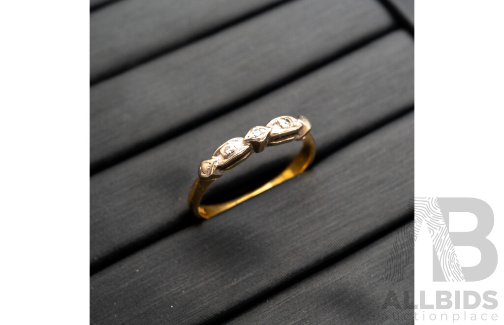 Vintage Art Deco Style Two Tone 18ct Gold and Diamond Ring