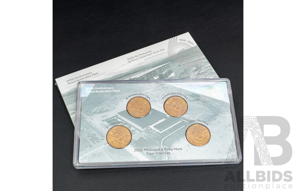 60th Anniversary Royal Australian Mint 2025 $1 Mintmark & Privy Four Coin Set