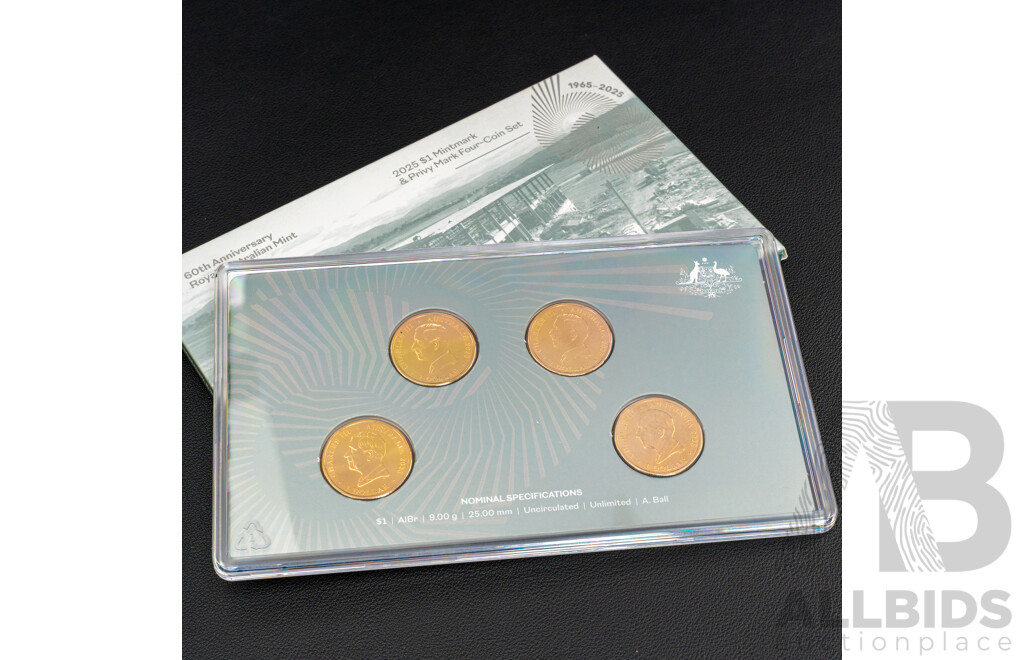 60th Anniversary Royal Australian Mint 2025 $1 Mintmark & Privy Four Coin Set