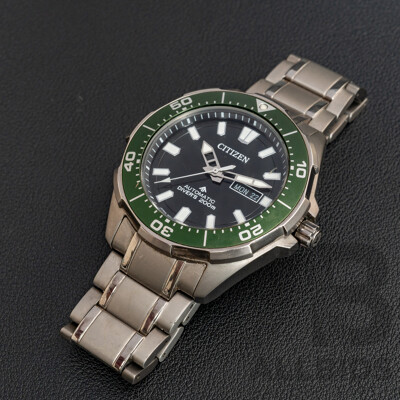 Citizen NY0071-81E Promaster Diver Automatic 43.5mm Green W Black Dial Watch - Titanium Bracelet