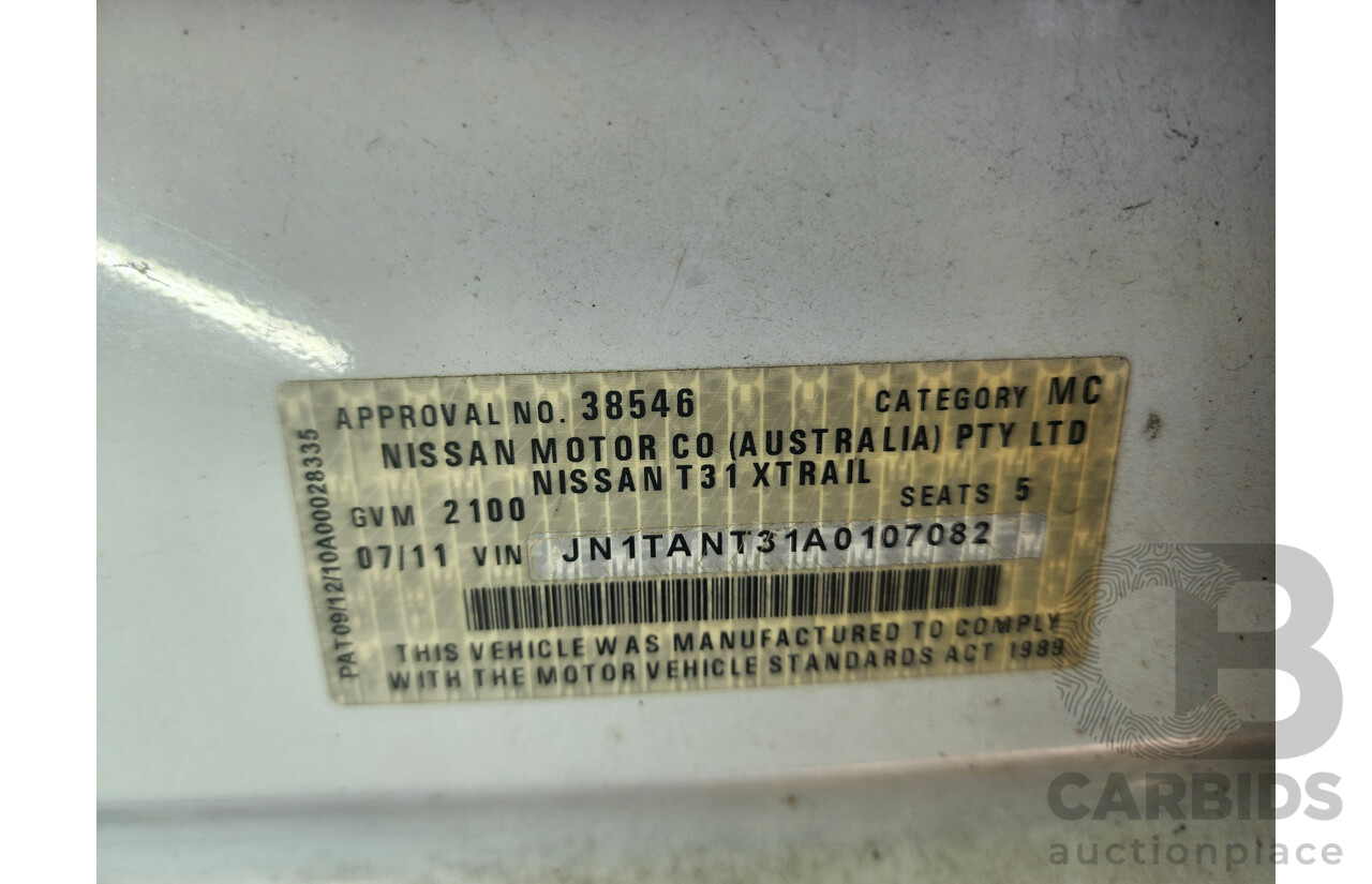 7/2011 Nissan X-Trail ST (4x4) T31 MY11 4d Wagon White 2.5L
