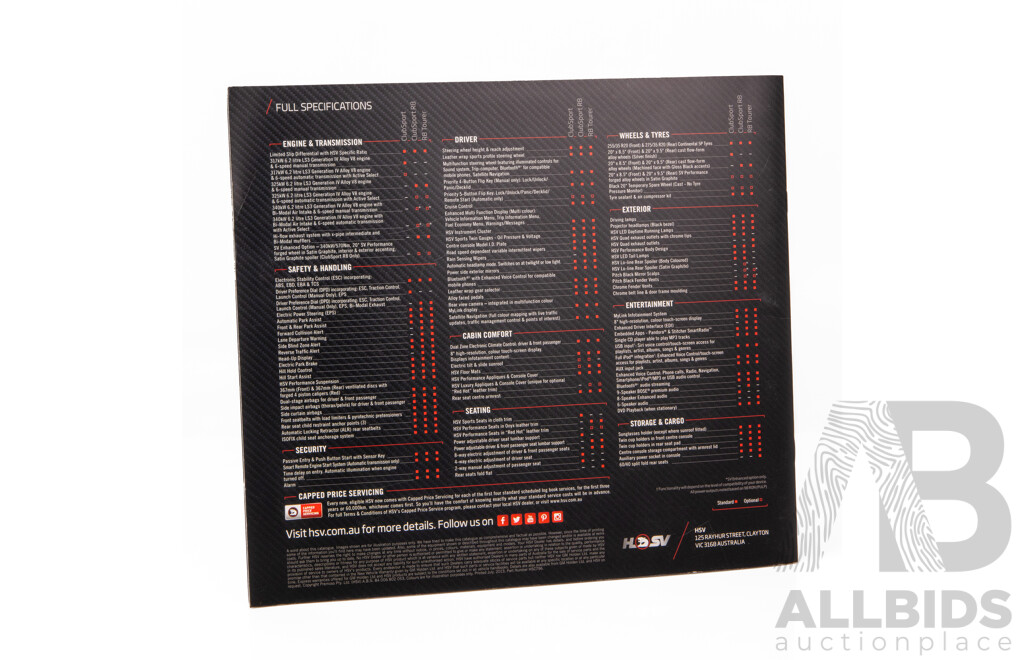 Genuine 2013 Holden HSV Gen-F Clubsport / R8 / Tourer Sales Brochure