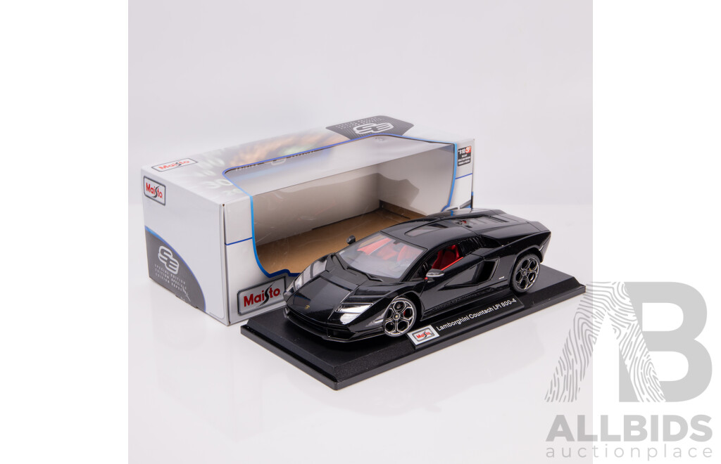 Maisto Special Edition 2021 Lamborghini Countach LPI 800-4 Black W Red Interior 1:18 Scale Model Car - New