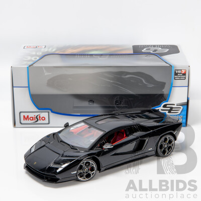 Maisto Special Edition 2021 Lamborghini Countach LPI 800-4 Black W Red Interior 1:18 Scale Model Car - New
