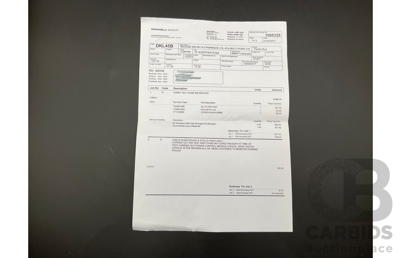 12/2014 Renault Megane Dynamique E95 MY14 2d Cabriolet Malta Blue Metallic 2.0L