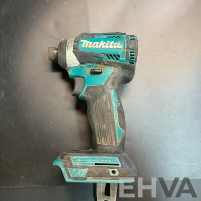Three Makita Power Tools with Hand Tools in Milwaukee Carry Bag