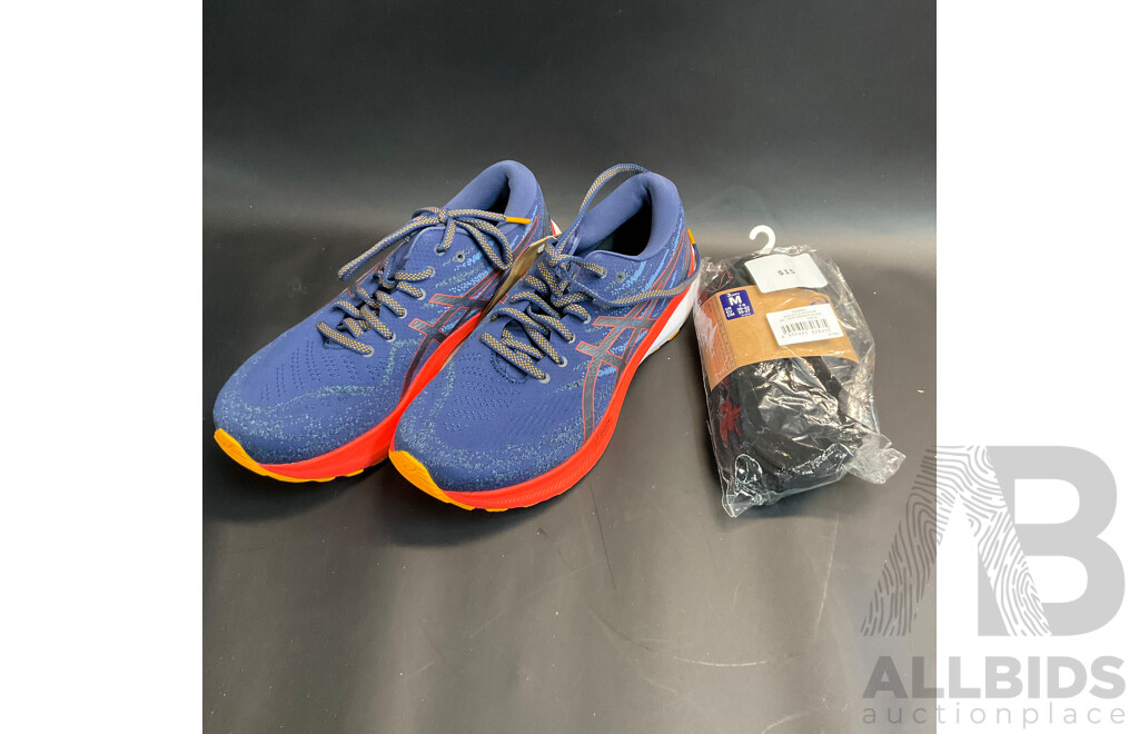 Asics 1011B440 Mens Gel Kayano 29 Deep Ocean Cherry Tomato - Size 27.5cm with 3 Pairs Size M Socks