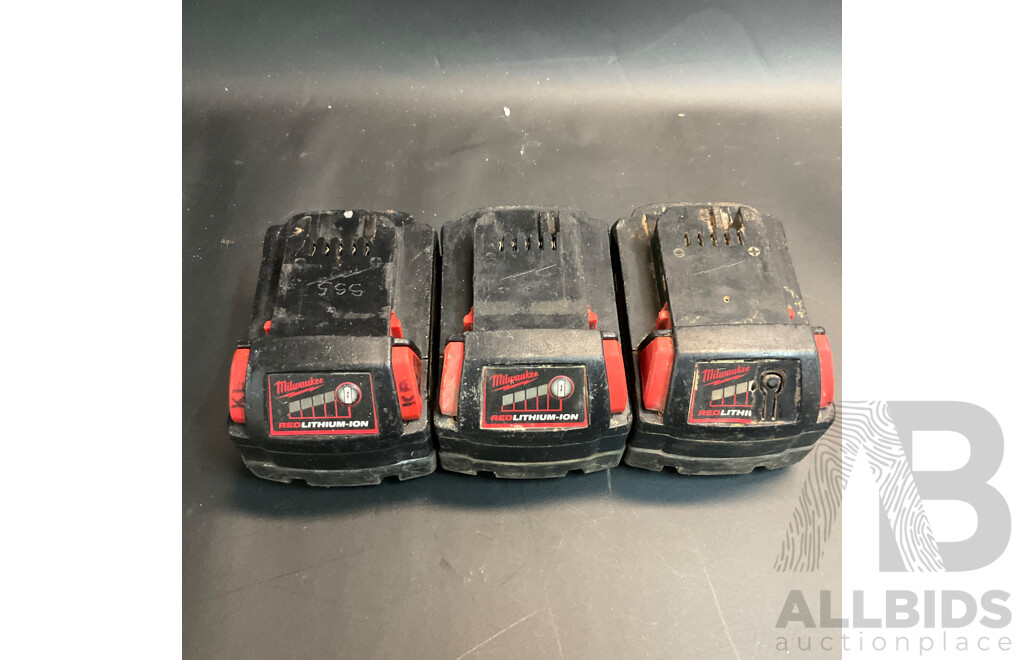 Milwaukee M18B5 18V 5.0Ah Li-Ion RED LITHIUM Battery - Lot of 3