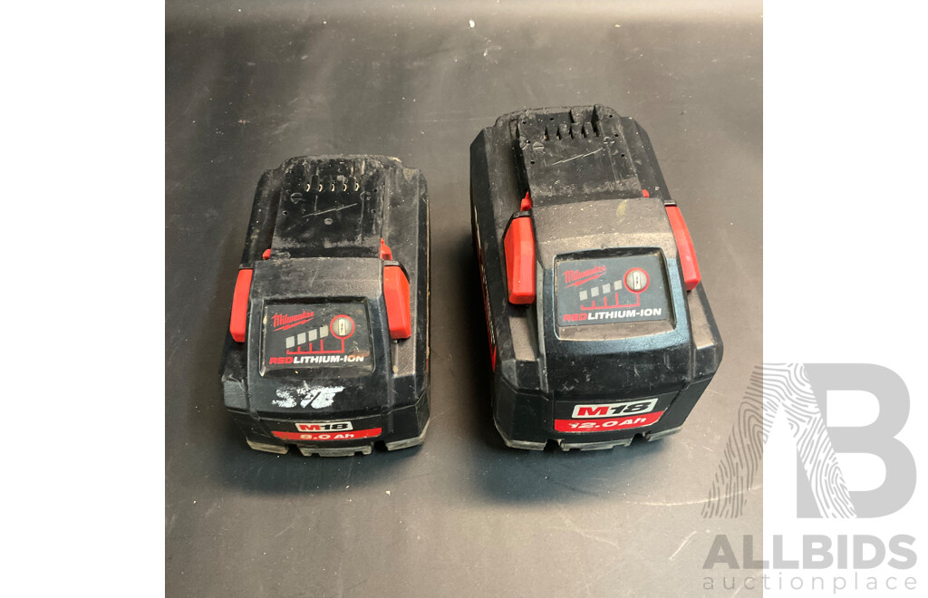 Milwaukee M18HB8 & M18HB12 18VRED LITHIUM Battery - Lot of 2