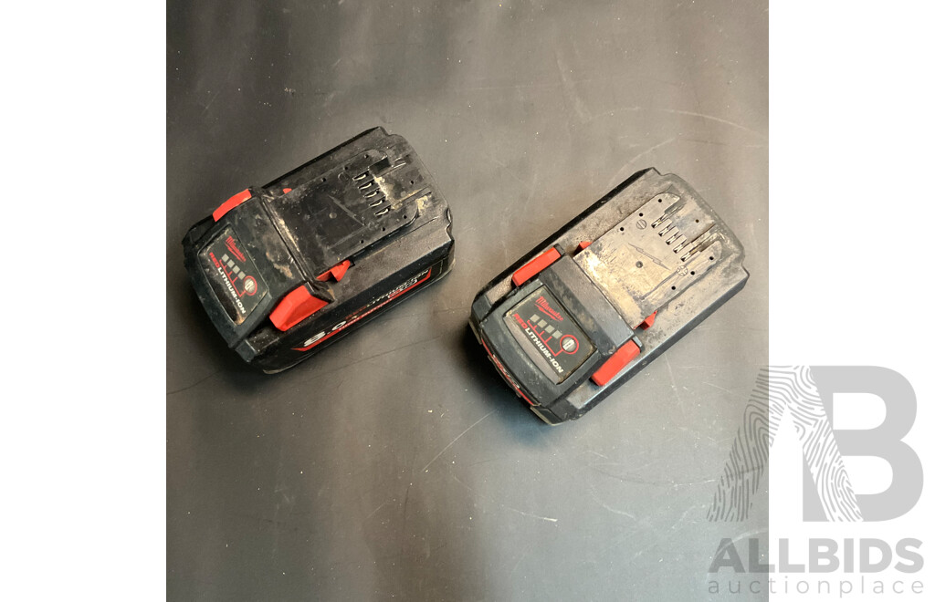 Milwaukee M18HB8 8.0Ah 18V RED LITHIUM Battery - Lot of 2