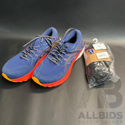 Asics 1011B440 Mens Gel Kayano 29 Deep Ocean Cherry Tomato - Size 27.5cm with 3 Pairs Size M Socks