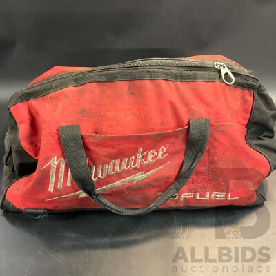 Three Makita Power Tools with Hand Tools in Milwaukee Carry Bag