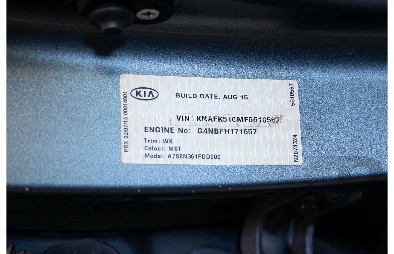 09/2015 Kia Cerato S (FWD) YD MY15 5d Hatchback Silky Silver Metallic 1.8L