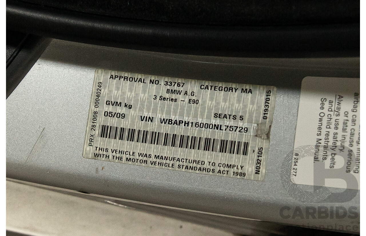 5/2009 BMW 325i E90 MY09 4d Sedan Titanium Silver Metallic 2.5L