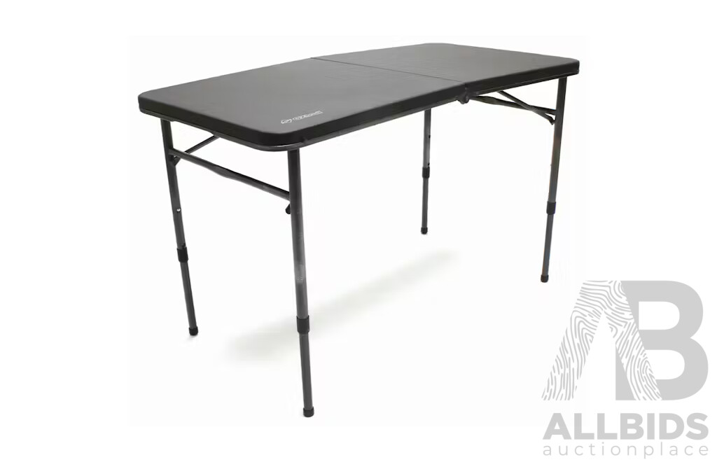 OzTrail 120cm Ironside Folding Table - Grey(ftair120fd) - Black - ORP $109.99