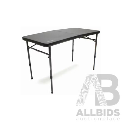 OzTrail 120cm Ironside Folding Table - Grey(ftair120fd) - Black - ORP $109.99