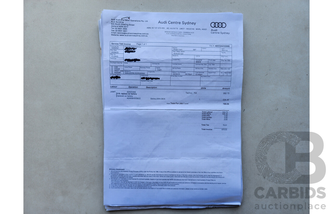 2/2016 Audi Q3 2.0 TFSI Sport Quattro (132kw) 8U MY16 4d Wagon White 2.0L