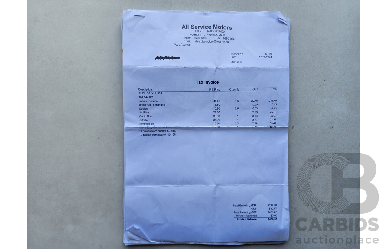 2/2016 Audi Q3 2.0 TFSI Sport Quattro (132kw) 8U MY16 4d Wagon White 2.0L