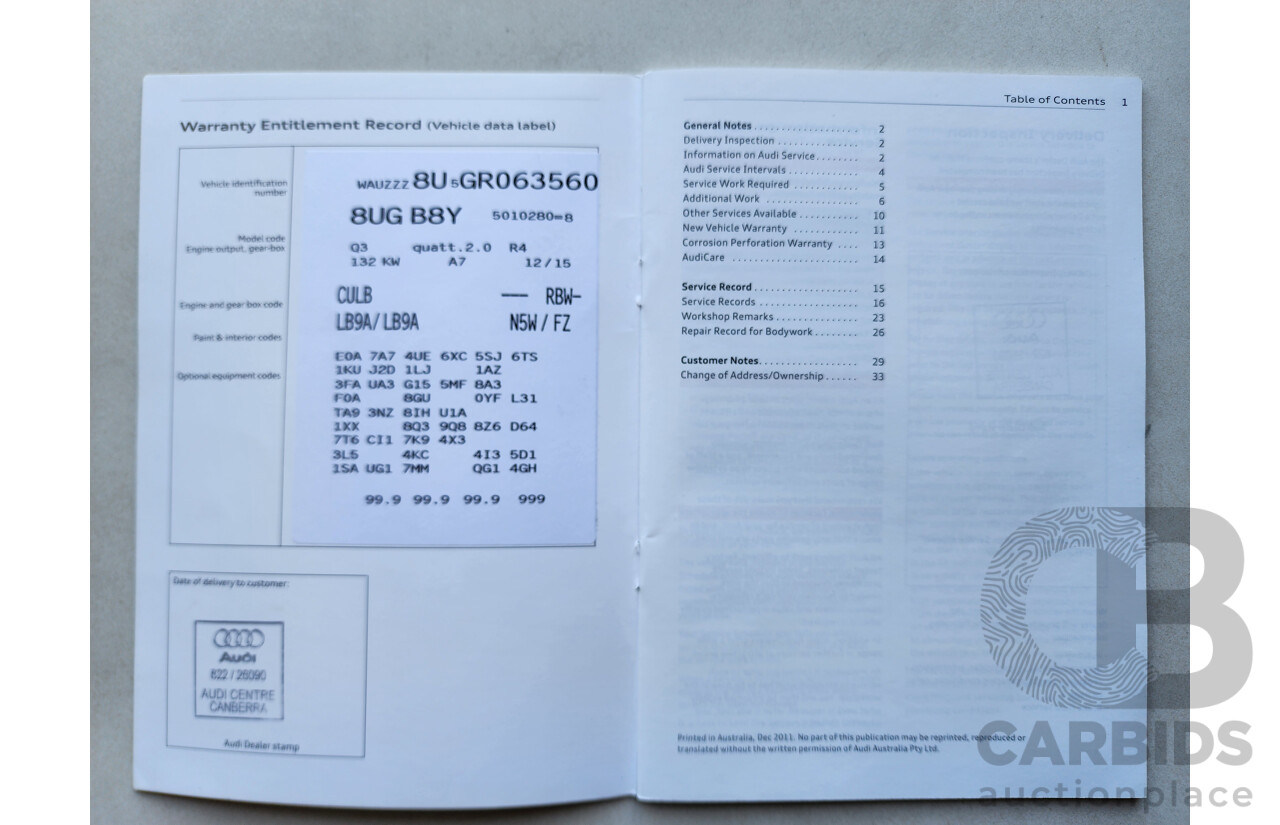 2/2016 Audi Q3 2.0 TFSI Sport Quattro (132kw) 8U MY16 4d Wagon White 2.0L