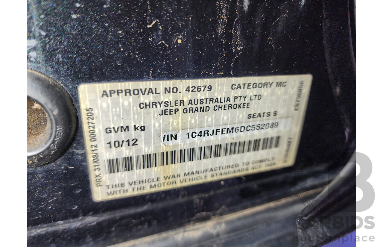 10/2012 Jeep Grand Cherokee Laredo (4x4) WK MY12 4d Wagon Black 3.0L