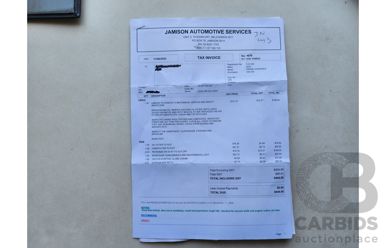 10/2012 Jeep Grand Cherokee Laredo (4x4) WK MY12 4d Wagon Black 3.0L