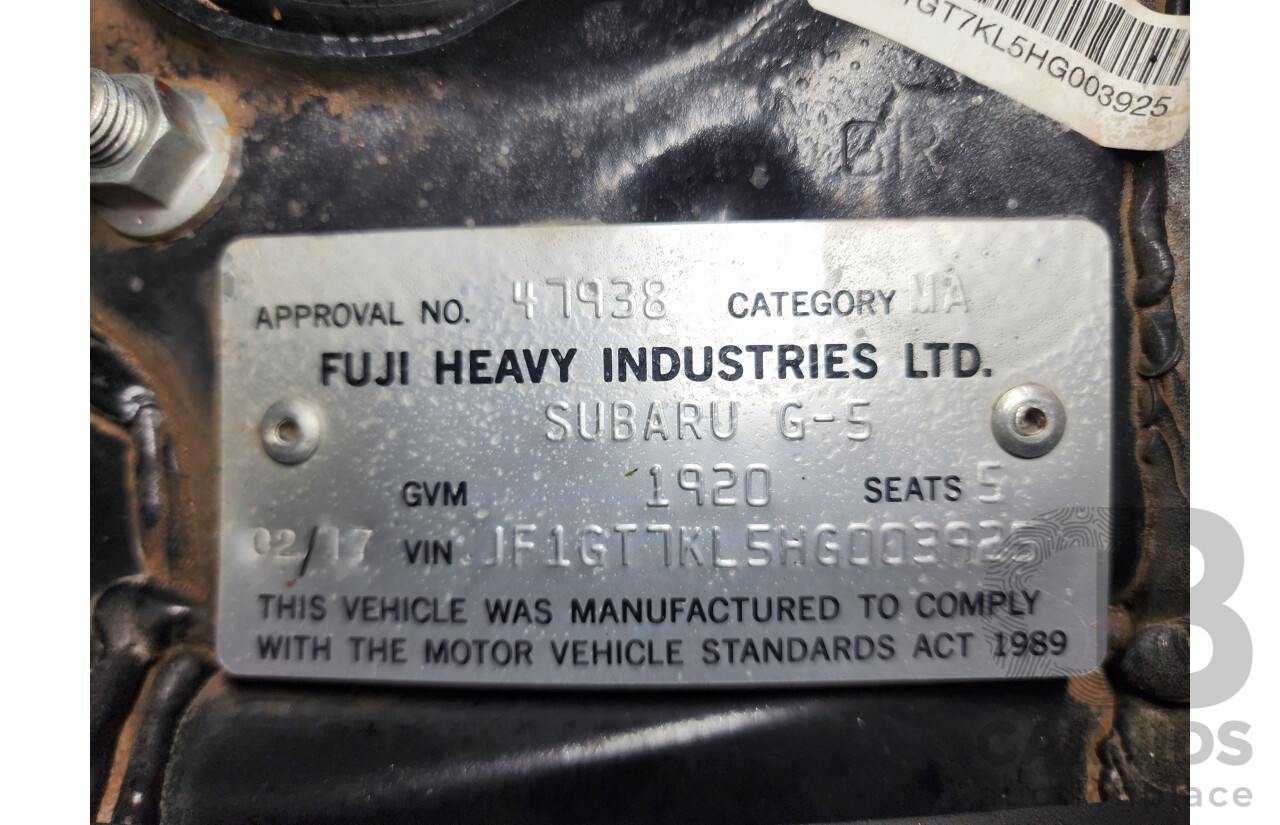 2/2017 Subaru Impreza 2.0i-L (awd) MY17 5d Hatchback Grey 2.0L