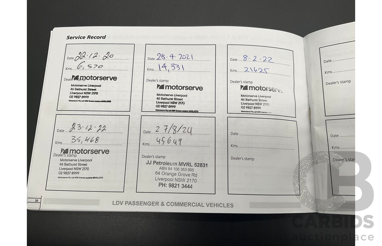 12/2019 LDV G10 Executive (RWD) MPV SV7A 4d Van Wagon Lava Grey Metallic Turbo 2.0L - 7 Seater