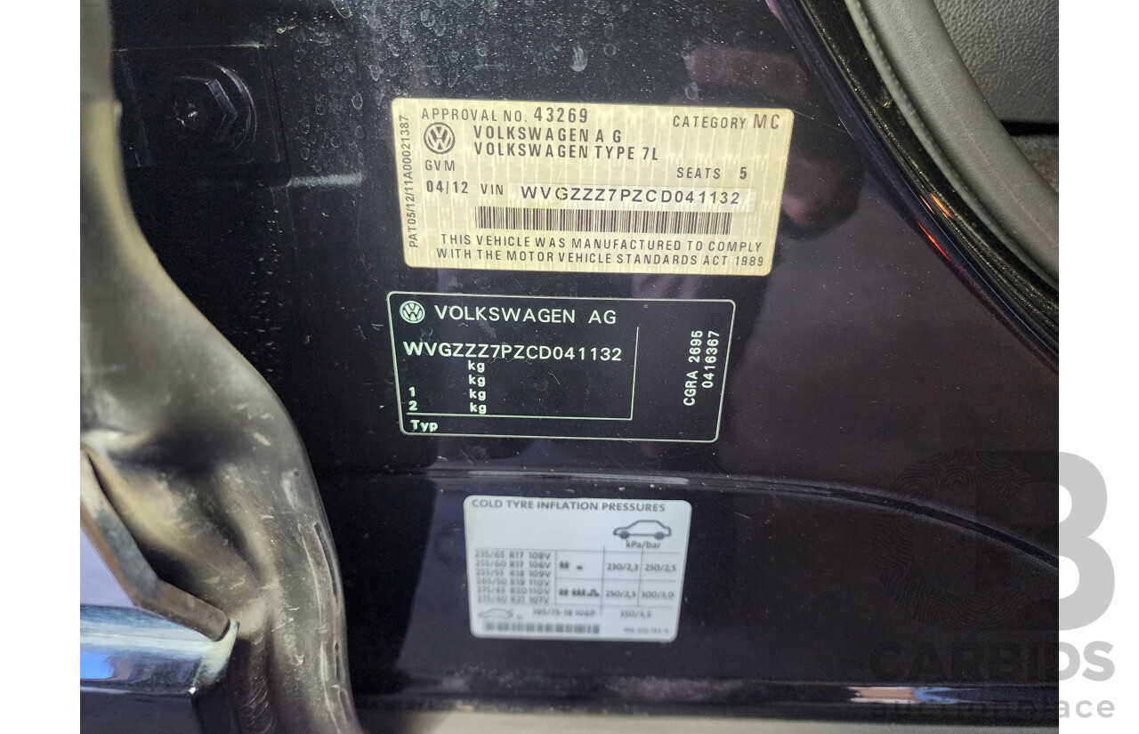 4/2012 Volkswagen Touareg V6 FSI 7P MY12 4d Wagon Black 3.6L