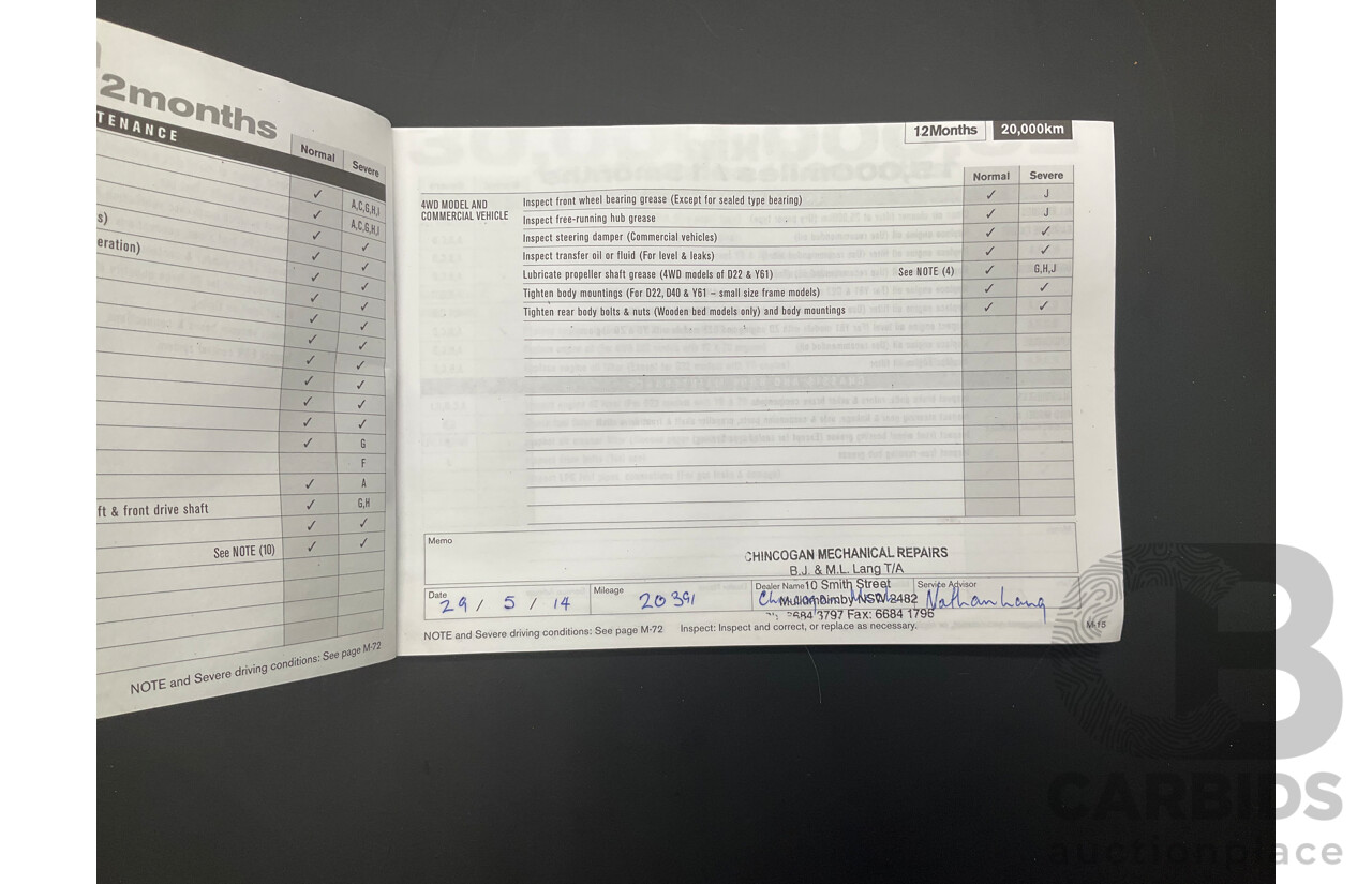 5/2013 Nissan Navara DX (4x2) D22 SERIES 5 C/Chas Polar White Turbo Diesel 2.5L