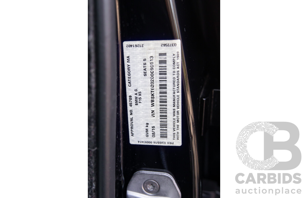 08/2016 BMW X5 M (AWD) F85 MY16 4d Wagon Black Sapphire Metallic Twin Turbo V8 4.4L
