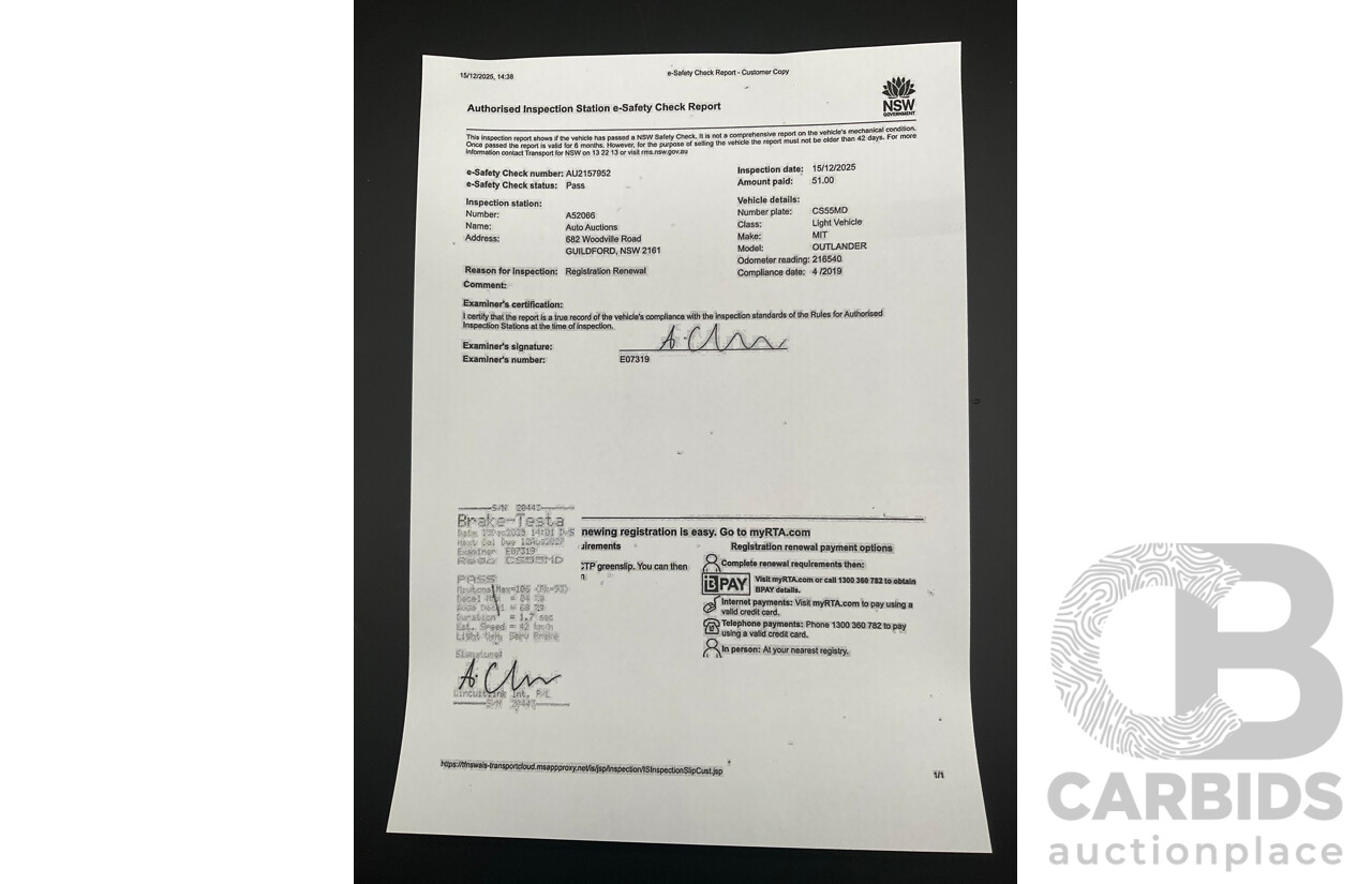 04/2019 Mitsubishi Outlander ES ADAS (FWD) ZL MY19 4d Wagon Solid White 2.4L