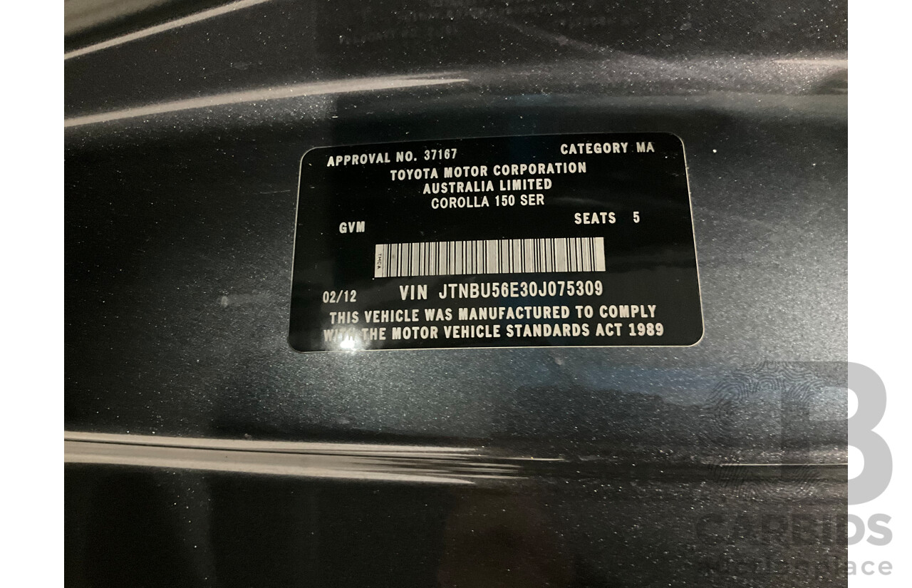 2/2012 Toyota Corolla Ascent Sport ZRE152R MY11 4d Sedan Graphite Grey Metallic 1.8L