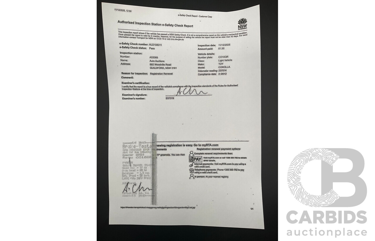 2/2012 Toyota Corolla Ascent Sport ZRE152R MY11 4d Sedan Graphite Grey Metallic 1.8L