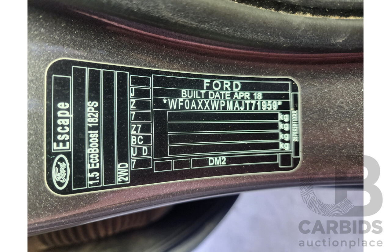 6/2018 Ford Escape Trend ZG MY18 4d Wagon Grey 1.5L