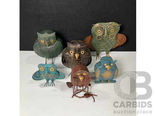 Parliament of Metal Tea Light Candle Holder Owls