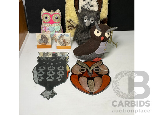 Parliament of Decorative Owls Including Mirror, Toys, Coasters and More