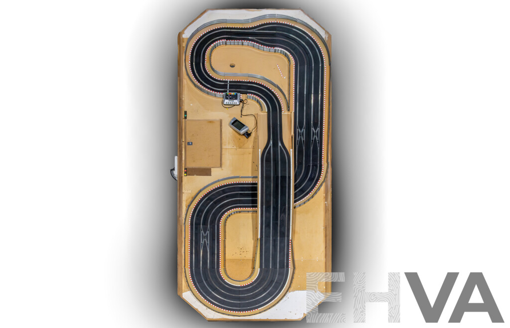 Large Mounted Scalextric Track on Board