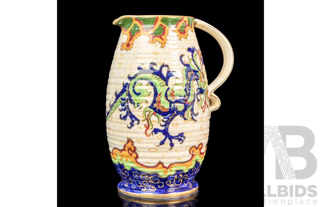Vintage Hand Painted Ceramic Pitcher by Alhpina