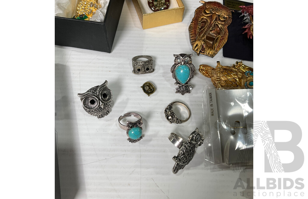Parliament of Owl Accessories Including Bookmark, Rings and Pins