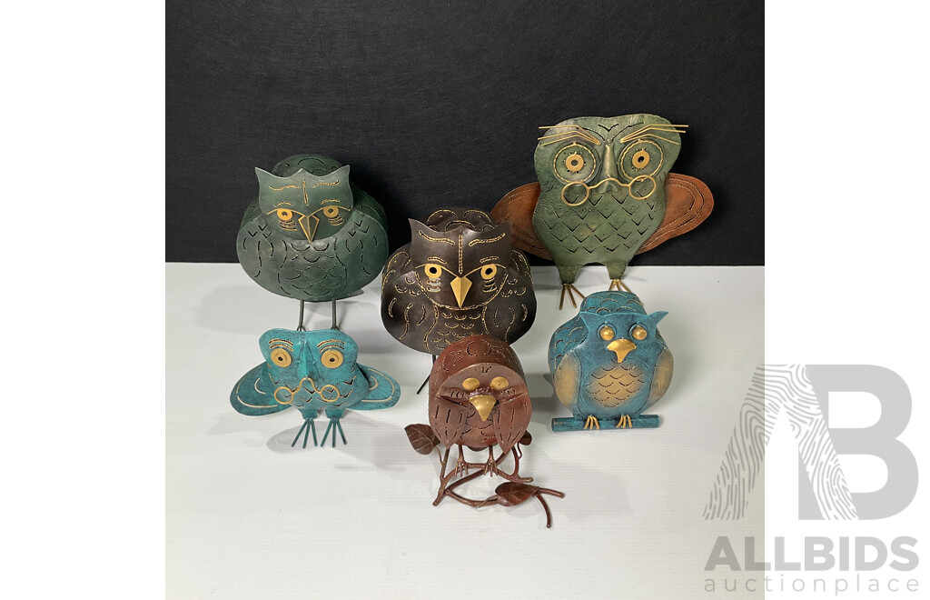 Parliament of Metal Tea Light Candle Holder Owls