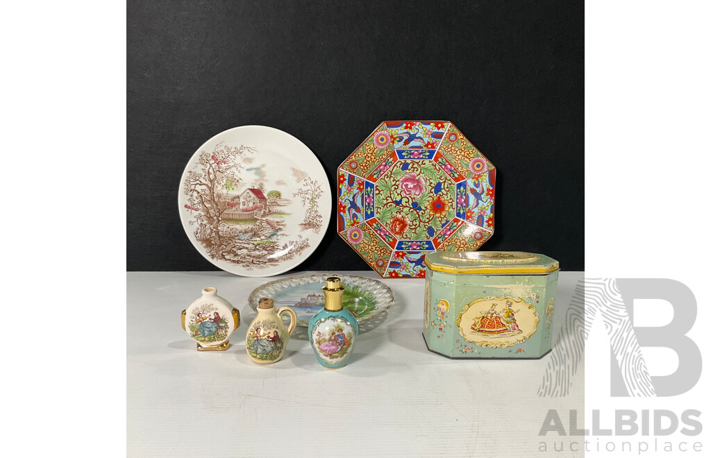 Collection of Tableware Including Miniature Jug, Plate and Decorative Spoons